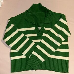 Cider striped collar knit polo top